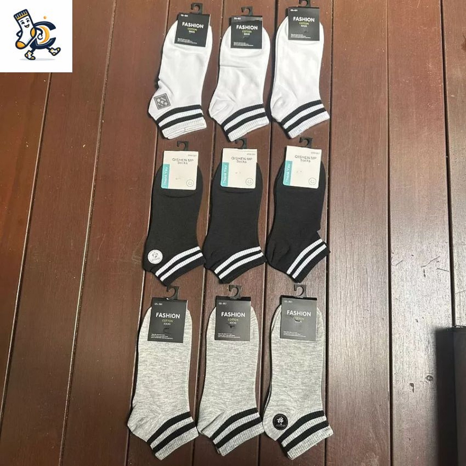 Kaos Kaki Quarter Fashion Stripe Unisex